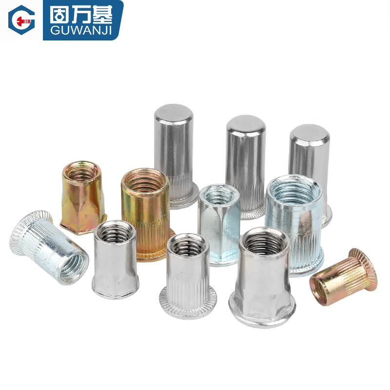 Guwanji 304 stainless steel rivet nut flat head knurled rivet nut pull cap rivet cap national standard standard parts M6 304 flat head - 10 pieces