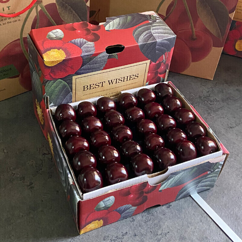 Jingguo Jinbang cherries imported from Chile, full box of large cherries, next-day delivery to multiple places, New Year's Eve fruit gift box, 1 jin of large fruit J 26-28m, net fruit 0.8 jin