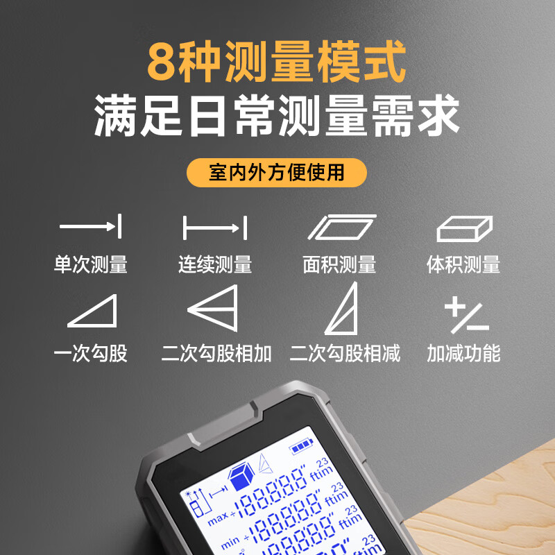 People's high-precision laser range finder handheld indoor and outdoor room measuring instrument electronic ruler multi-function measurement mode 50 meters