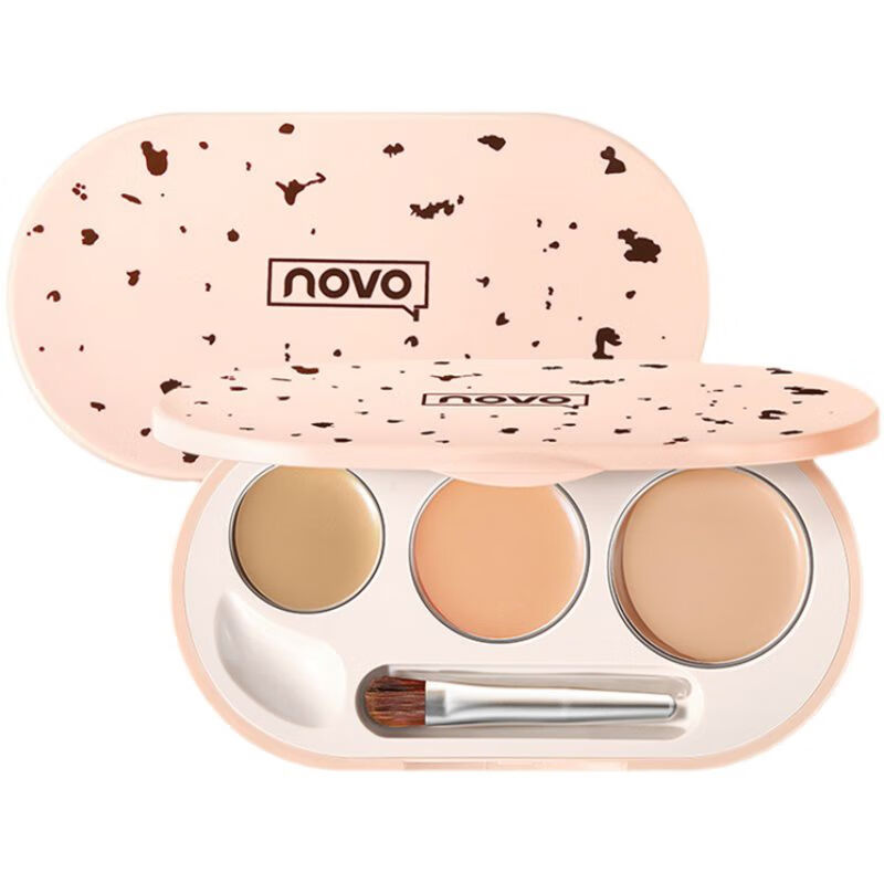 NOVO three-color concealer covers spots, dark circles, acne marks, and fine lines for men and women, powerful giant concealer palette 01 light skin tone