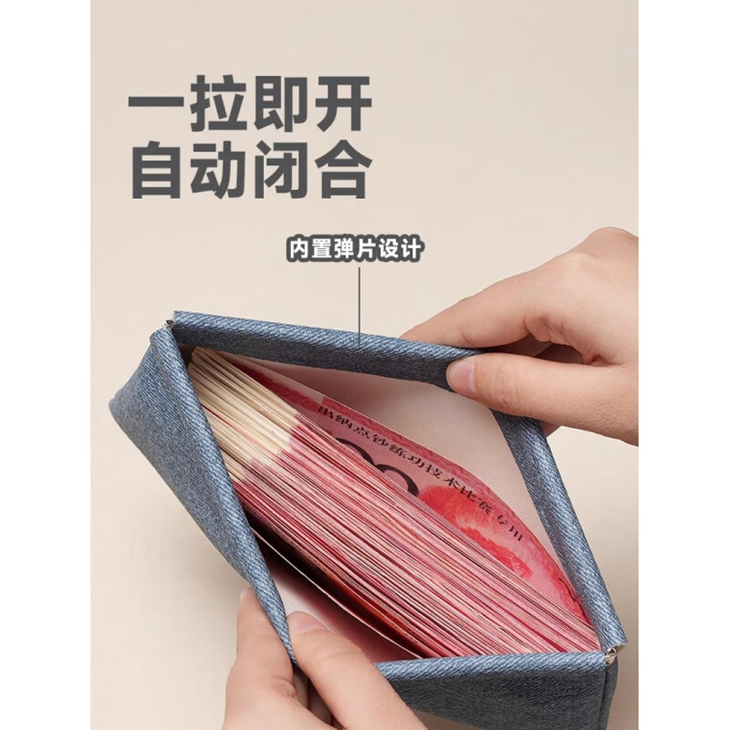 OIMG Large Capacity Women's 2025 New Cash Wallet Simple Coin Purse Lipstick Key Automatic Closing Storage Bag Dark Blue