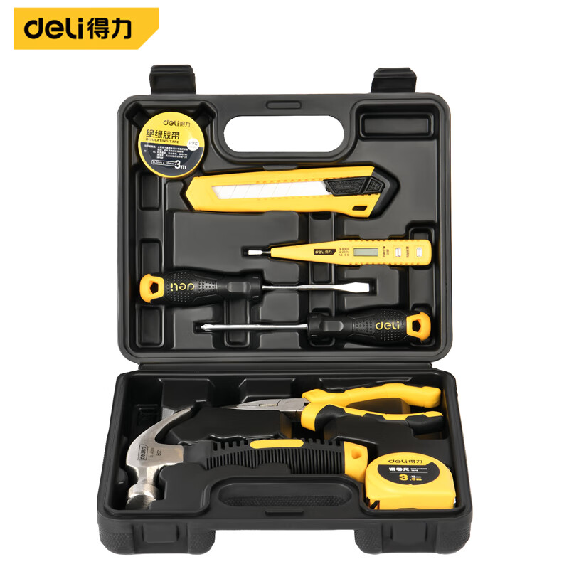 Deli household tool box set electrician woodworking telecommunications repair set hardware hand tool set
