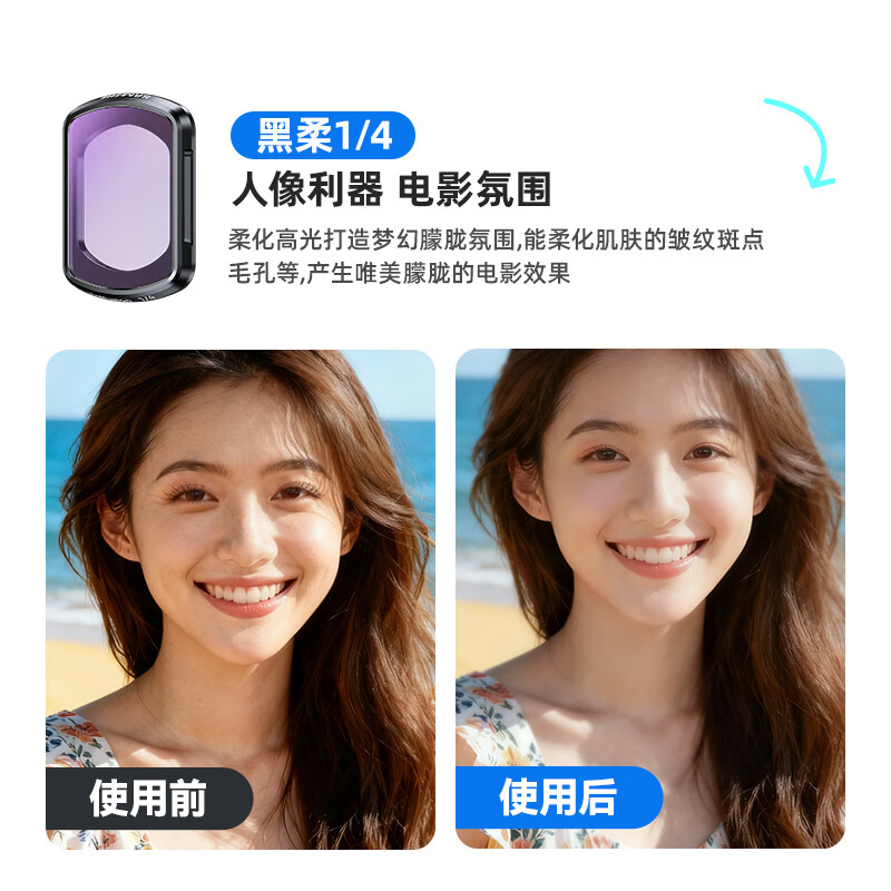 Shanze DJI DJI pocket3 filter sports camera filter set pocket camera accessories magnetic installation quick release filter CPL polarizer black soft 1/4 adjustable nd light filter