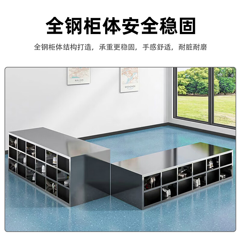 Kaiyuan 201 double-sided 20-grid stainless steel shoe cabinet factory dust-free workshop locker room shoe and clothing storage storage cabinet KY-XG12