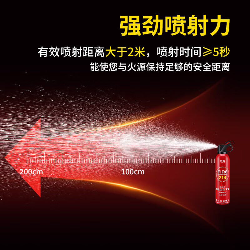 Jumu fire extinguisher vehicle-mounted water-based water extinguisher new energy vehicle private car lithium battery small water machine type fire extinguisher bottle 620ml water-based 21B water-based fire extinguisher one bottle household fire extinguishing equipment set fire extinguisher