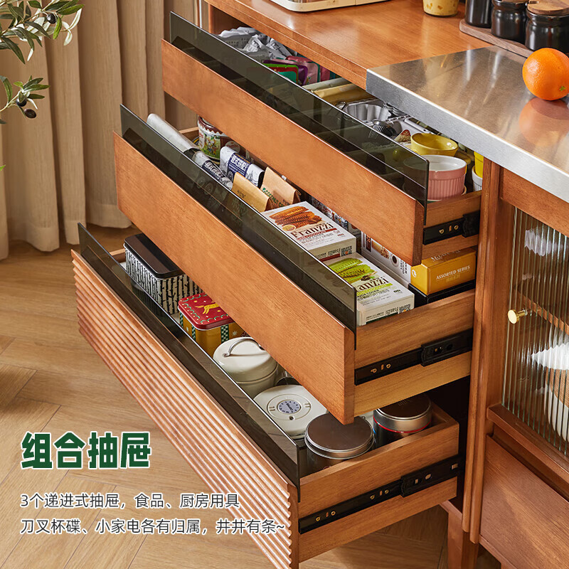 Jiayi sideboard solid wood wine cabinet multi-functional storage cabinet storage cabinet restaurant storage rack cherry wood color 1.8 meters