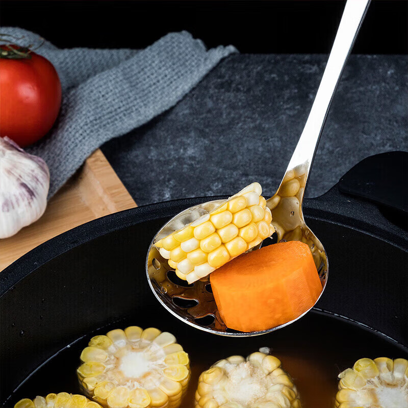 MAXCOOK Hot Pot Spoon 304 Stainless Steel Soup Spoon Colander Two-piece Set Rose Series MCMG-02