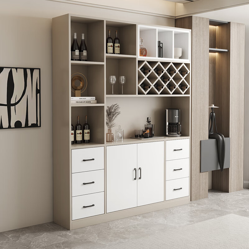 Hongsen set wine cabinet living room sideboard integrated wall cabinet simple modern display cabinet high cabinet bar cabinet can be customized gray + white door - length 120 width 30 height 200