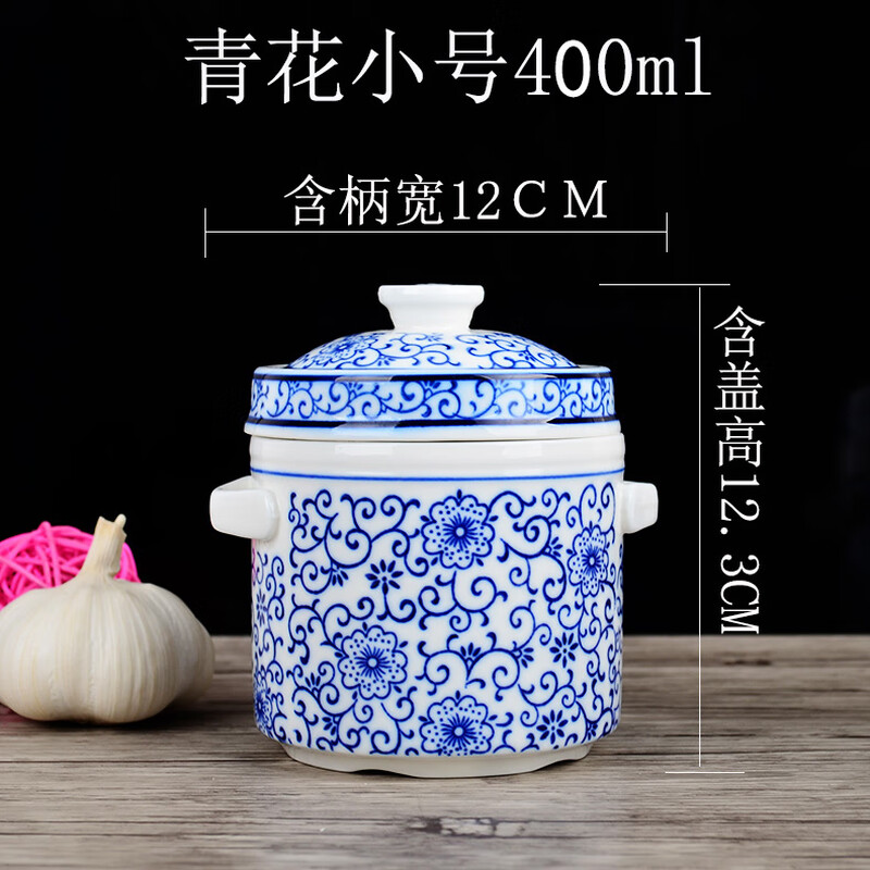 Tong Nian is suitable for underglaze color ceramics, double ears and double lids, water-proof inner pot, bird's nest steaming pot, soup pot, stew pot, high temperature resistance, plum blossom large size 1500ml (4 small bowls)