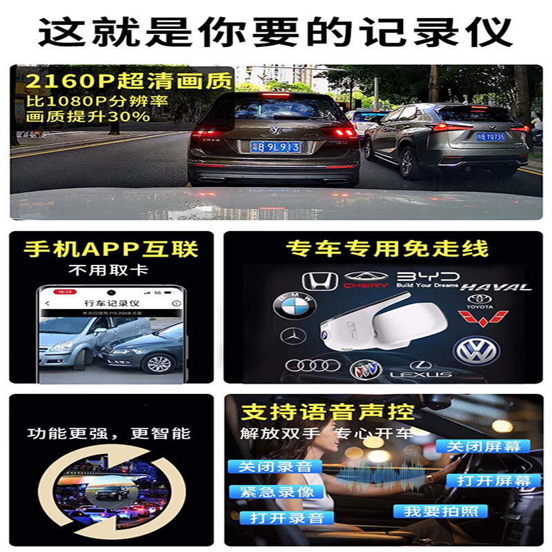 Haval Raptor special driving recorder original factory wiring-free and lossless installation 4K high-definition night vision mobile phone interconnection dual recording front 4K rear 1080P+128G+voice control Haval Raptor