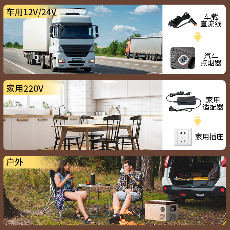 Zhihuishu Car Refrigerator Car Home Dual-purpose Compressor Refrigeration Large Truck 12V24V220V Double Door Freezer Refrigeration WH58 Car Home Dual-Purpose + Dual Temperature Dual Control + P