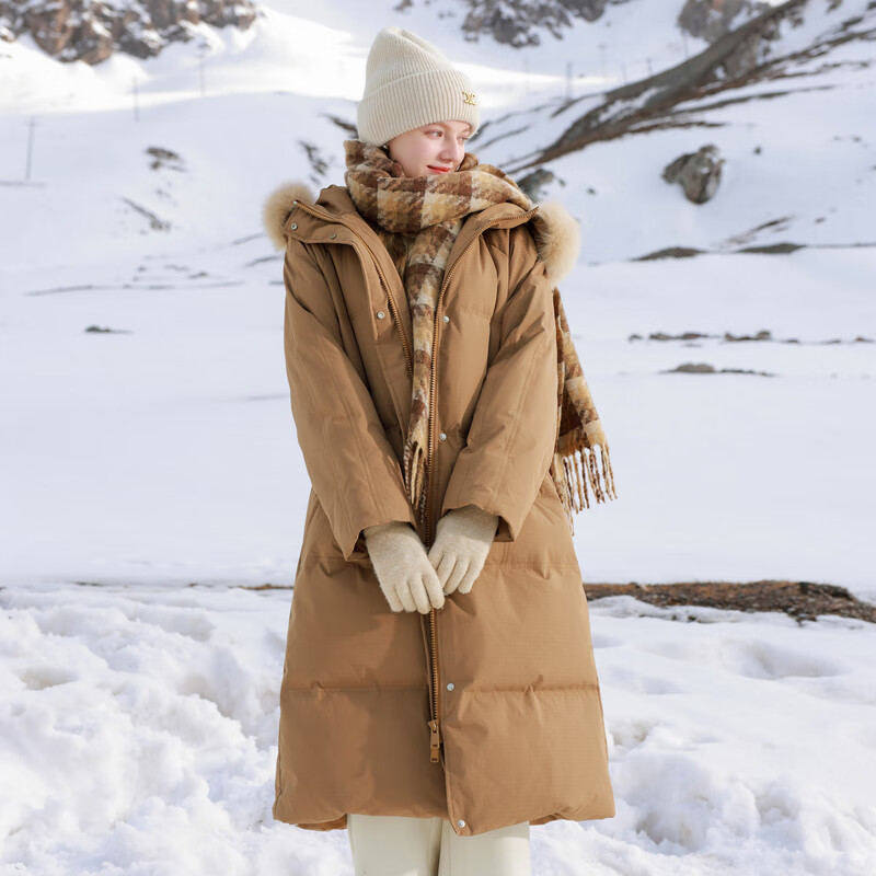 Sancai 2024 new winter style warm goose down jacket fox fur collar down jacket waterproof long warm quilt jacket for women