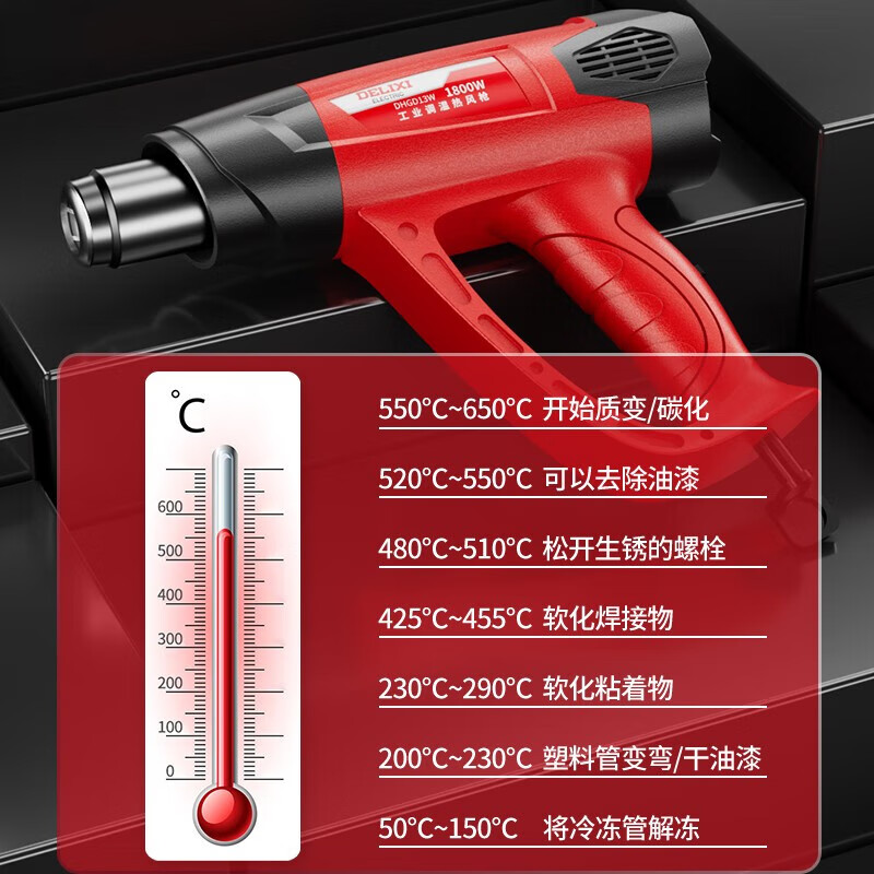 DELIXI ELECTRIC hot air gun digital display temperature adjustment hot air fan industrial grade hot air high temperature baking gun film intelligent digital display model