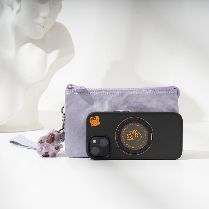 Keplin Keplin Waterproof Handbag Women's Summer Mini Fashion Casual Clutch Solid Color K Monkey Mobile Phone Coin Purse Metallic Purple + Hairy Monkey Pendant