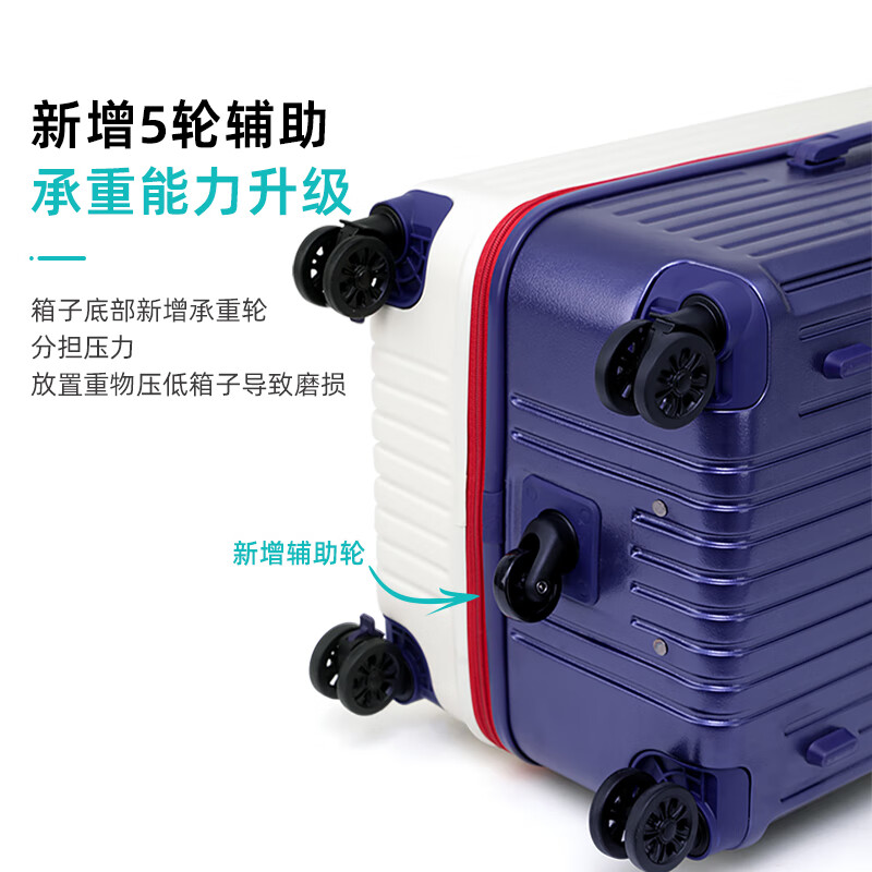 EAZZ 5-wheel load-bearing + lightweight, thickened and large-capacity luggage suitcase for men and women, trolley bag, student password box, suitcase, USB charging port + water cup holder + hook, black, 28-inch C-type, 5-wheel load-bearing, need to be checked and moved