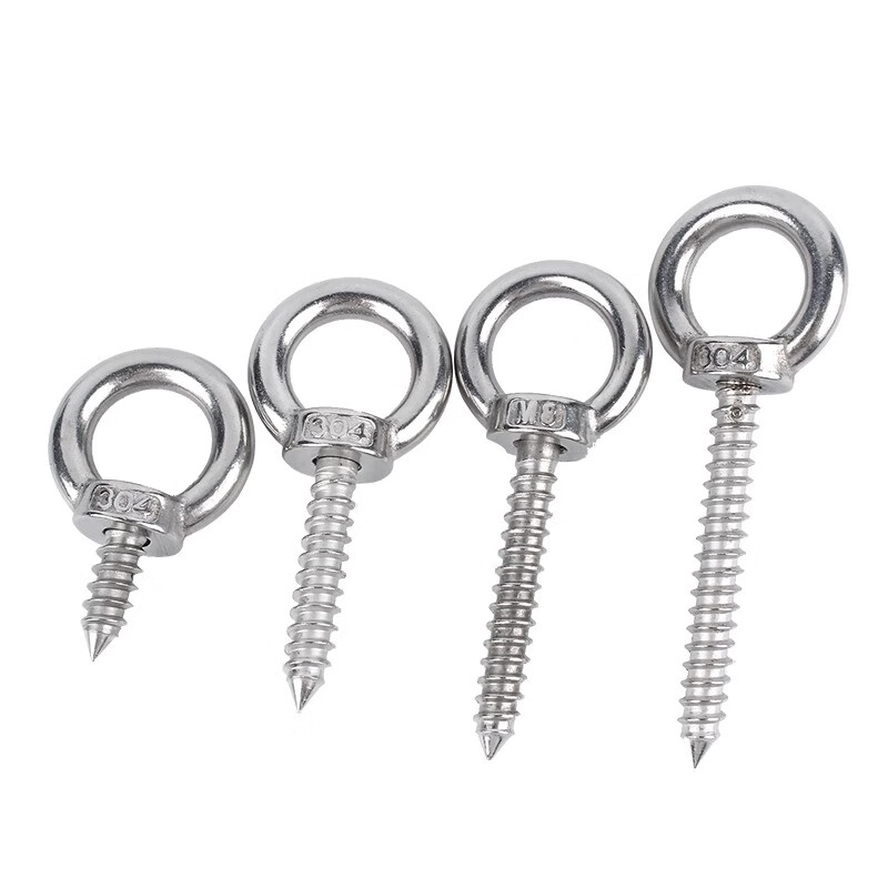 Creaby304 stainless steel lifting ring self-tapping screw ring self-tapping nail hook self-drilling sheep eye wood screw M4*16 2 pcs