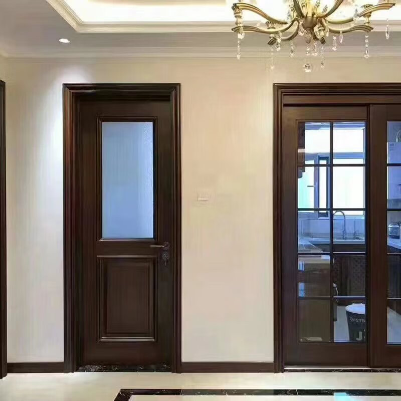 African red walnut log door bedroom door set room interior door new Chinese style painted solid wood door whole house customization walnut log customization