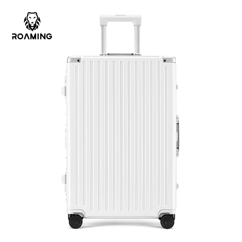 Wandering Aluminum Frame Suitcase Trolley Case Women's Travel Bag Password Small Boarding Box Shell White 20 Inch