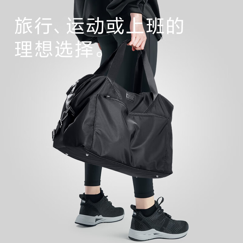 Hermes instant travel bag large capacity women's fitness bag men's lightweight handbag outdoor sports bag black