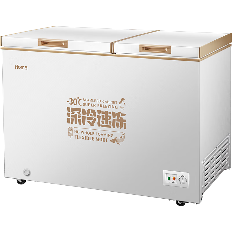 Homa Commercial Refrigerator Household Freezer First-Class Energy Efficiency Refrigerated Freezer Dual Temperature Horizontal Freezer BCD-218MF Deep Cold Brown Standard 218L BCD-218MF Deep Cold Brown