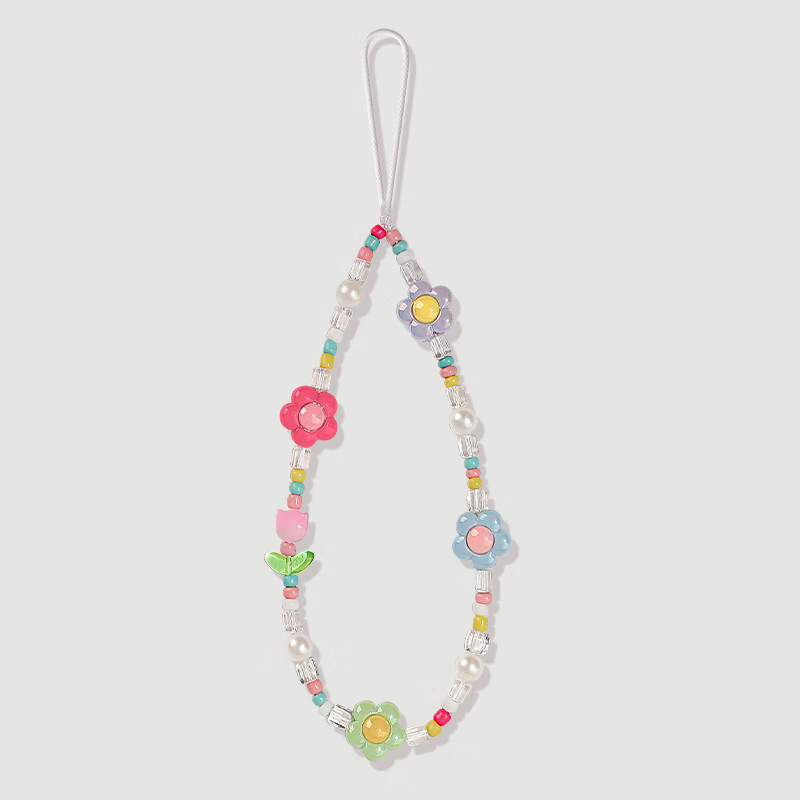 Uston mobile phone chain wrist lanyard dopamine chain women's pendant multi-functional creative chain Internet celebrity pendant crystal short pendant colorful pearl wristband ins style portable anti-lost rope ice cream