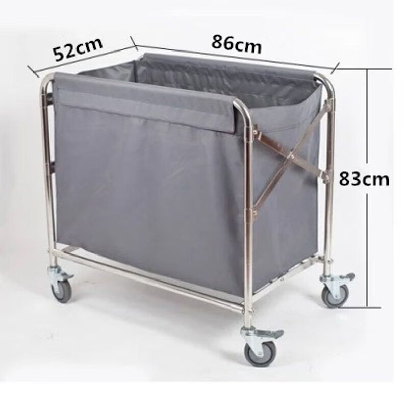 Huili's customized folding linen cart hotel stainless steel collection trolley room entrance hotel property service cart guest room hygiene cleaning stainless steel folding cart gray