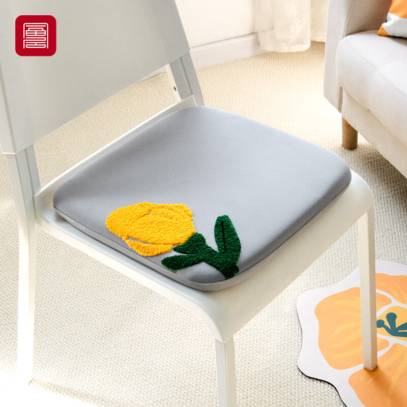 Fuju Embroidered Cushion Solid Wood Dining Chair Cushion Office Seat Bench Butt Cushion Bay Window Cushion Carpet Cushion 40cm