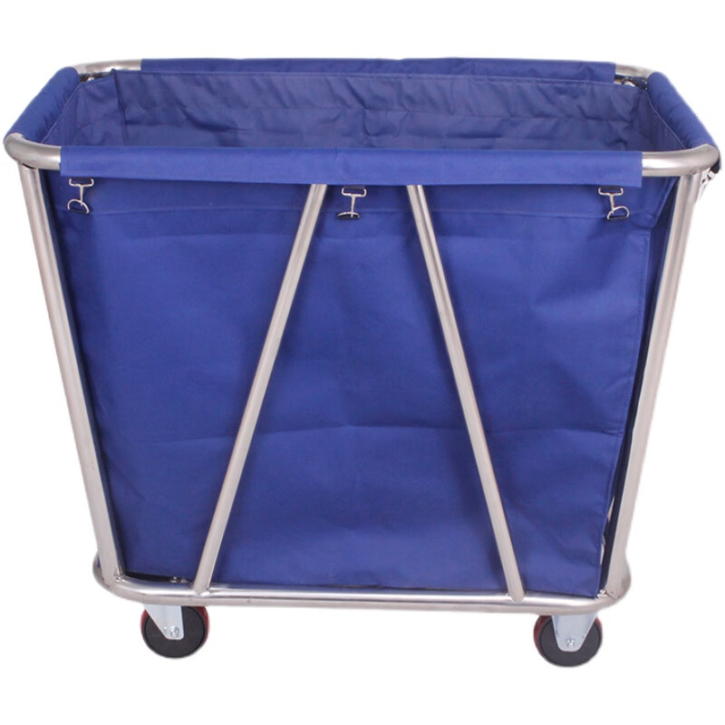 Linen Cart Hotel Guest Room Service Cart Stainless Steel Cart Laundry Room Dry Cleaning Store Storage Recycling Car Thickened Disassembly Cone (Blue)