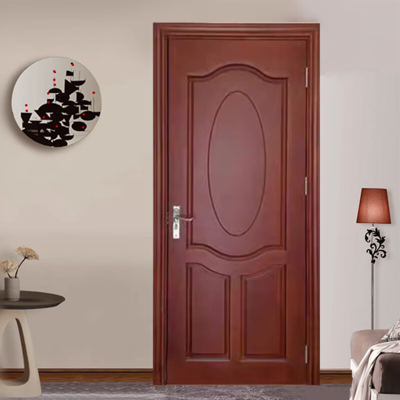 Oak solid wood painted door bedroom door Chinese style light luxury interior door hotel villa room door bathroom door custom rubber wood painted door 1
