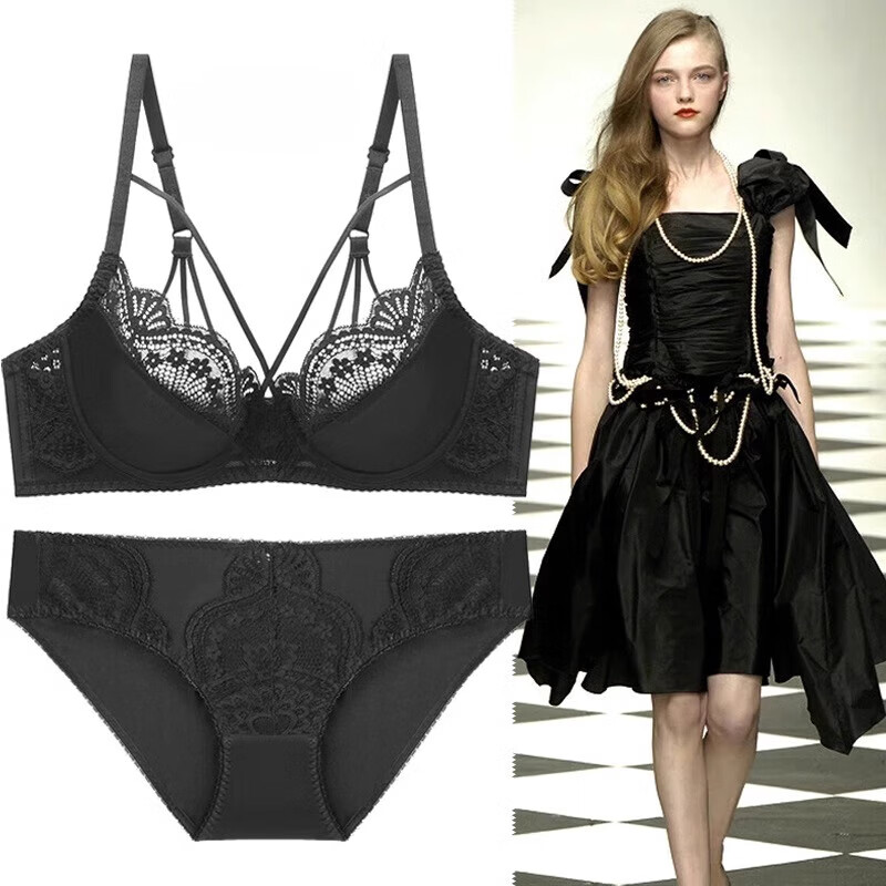 Victoria Palace Sexy Lace Bra Thin Bra Push-up Breathable Underwear Bra Top-Up Side-Collecting Bra Bra Underwear Red Set 70A 32