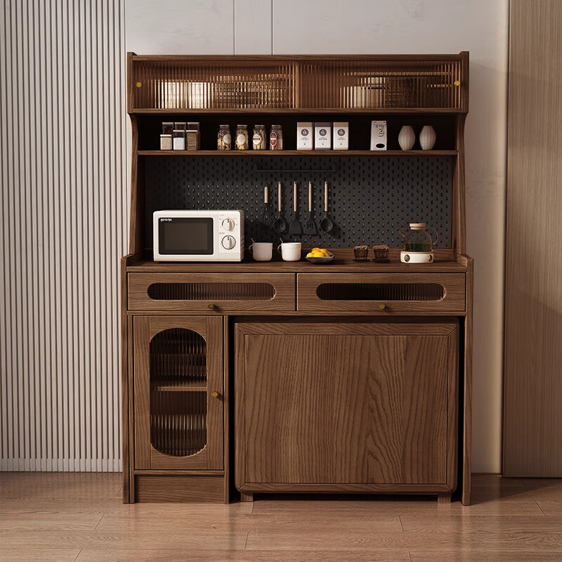 Harmony Dujiang sideboard ash multifunctional sideboard small apartment folding dining table integrated sideboard + table 6 chairs solid wood color