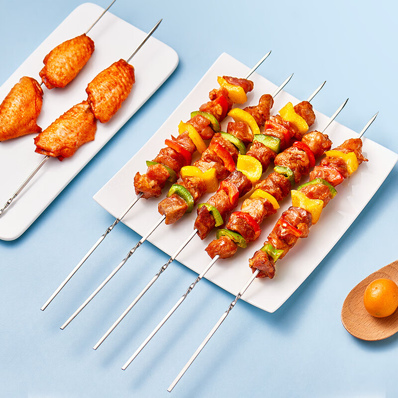 Suncojia 304 stainless steel barbecue skewers, kebab skewers for mutton skewers, barbecue needles, about 45 barbecue tools