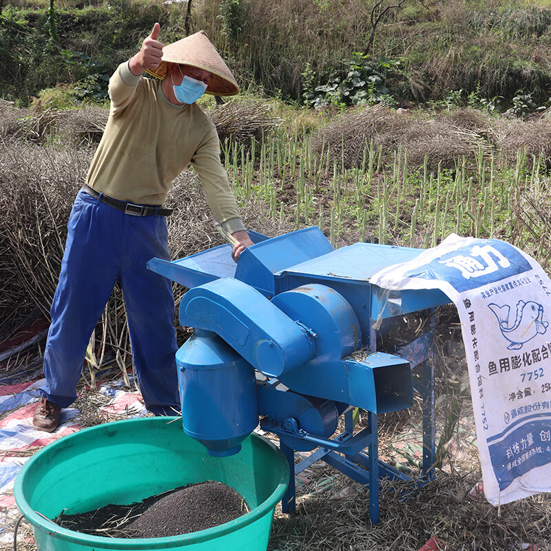 Wen Yijia household rapeseed threshing machine agricultural soybeans, sorghum and sesame new threshing machine full feeding multi-functional wheat threshing machine new model 50 + high power motor