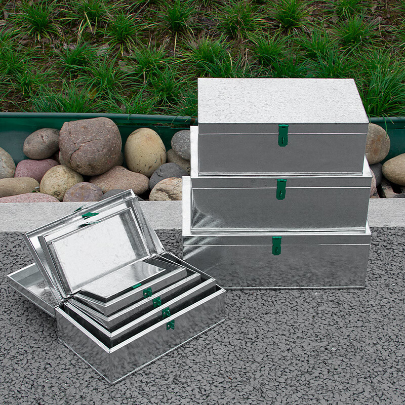 Meikejie galvanized sheet take-out box with lock storage box storage carpentry portable iron box large iron hardware tool box No. 1 storage box tin box + lock