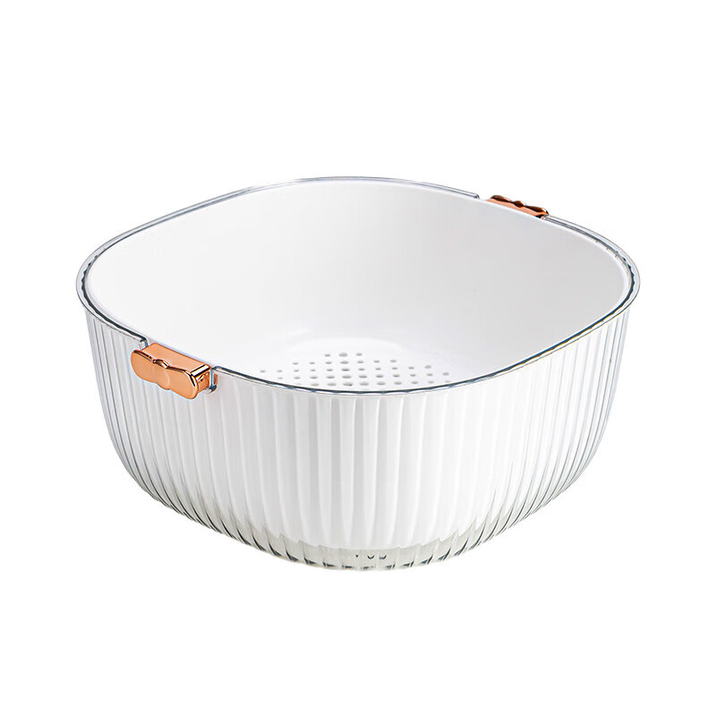 Forty thousand kilometers double-layer vegetable washing basket drain basket hollow basin fruit basin household fruit basket creative plastic kitchen vegetable basin