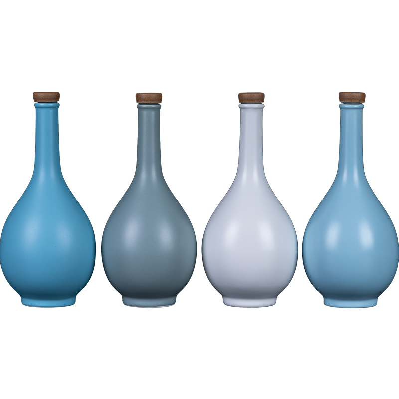 Zhongrun porcelain one pound wine bottle ceramic ornaments antique high-end creative wine bottle household sealed wine jar sake bottle jar empty bottle matt white