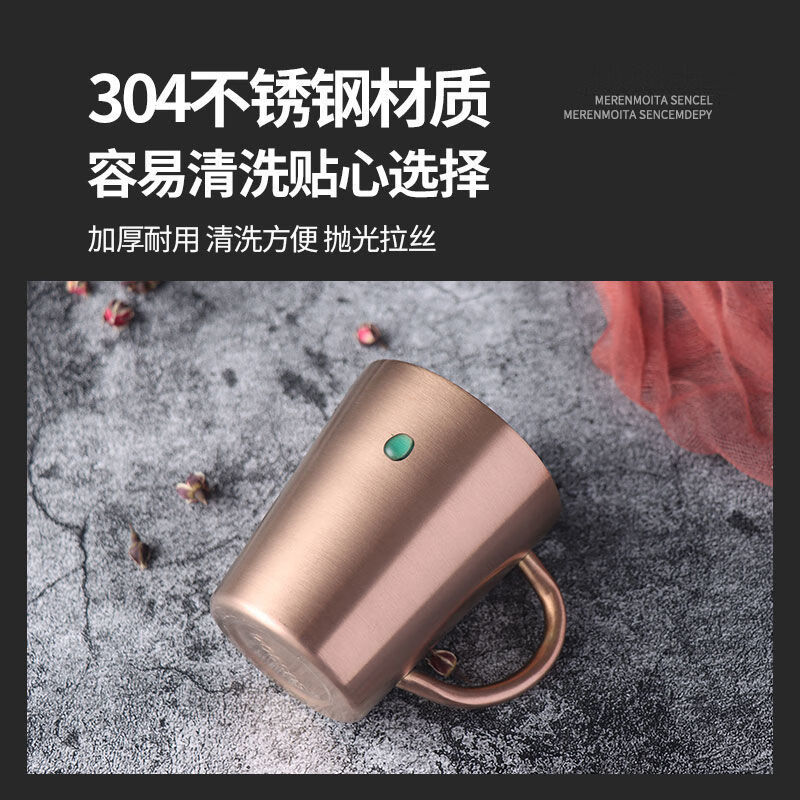 Vinoa 304 Korean stainless steel insulated double-layer drinking cup, anti-scalding and anti-falling beer cup, household children's drinking cup, 304 straight matte small size 180ml