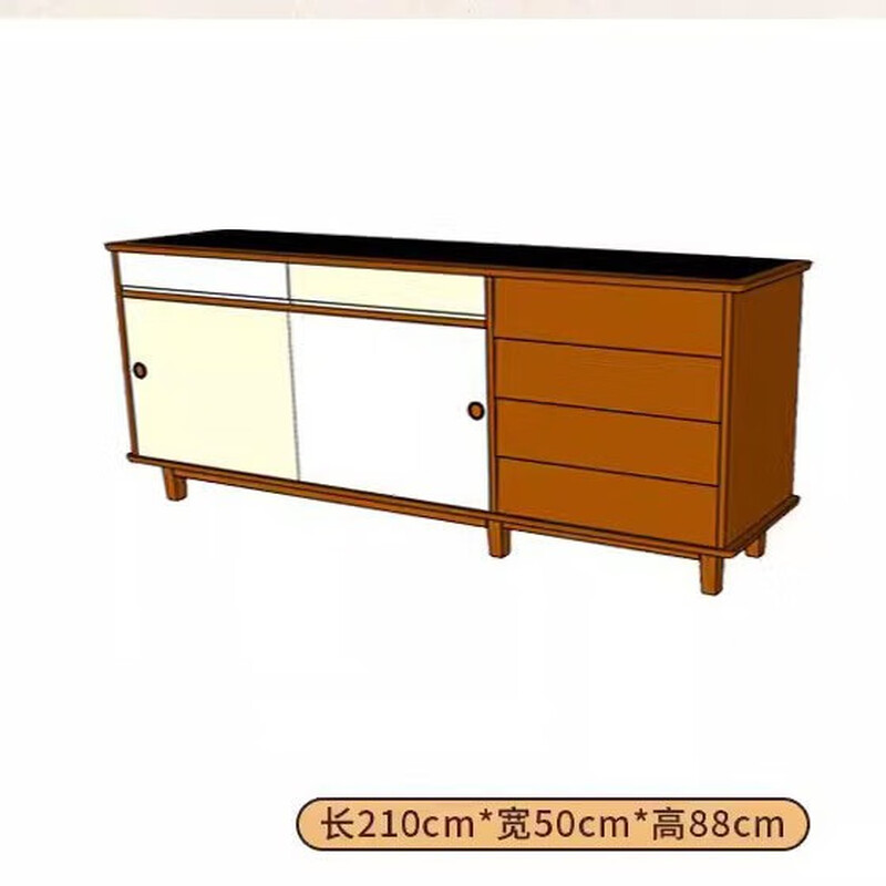 Kezitu customized solid wood sideboard home small apartment multi-functional storage locker living room retro sliding door locker pine 210cm