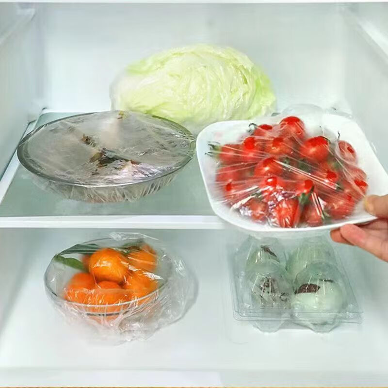 Tear-free transparent cling film cover food grade PE film cling bag bowl cover leftover food elastic disposable bowl cover breakdown price 100 pieces upgraded thickened version