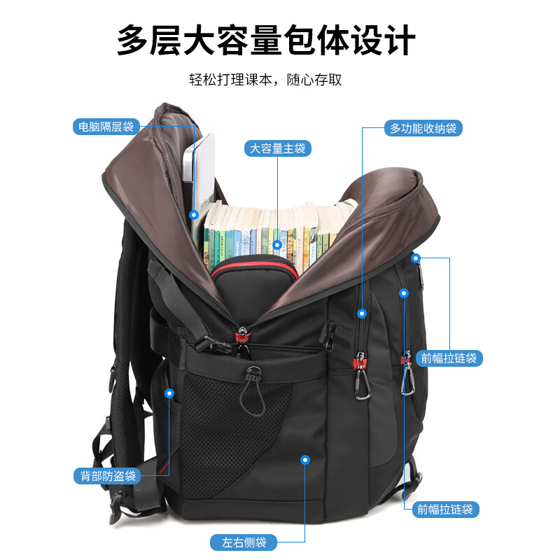 Edison Edison high school student schoolbag spine protection waterproof backpack middle school student large capacity travel backpack K052-9G
