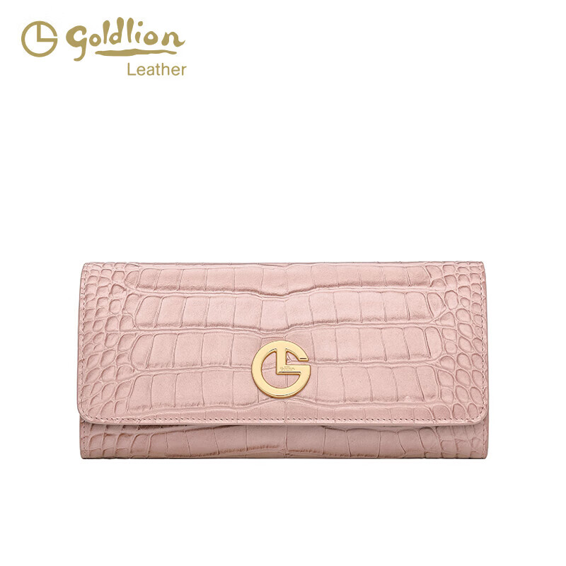 Goldlion 2024 New Fashion Wallet Women's Long Multi-Card Slot Coin Purse Cowhide Clutch Wallet Clutch Black