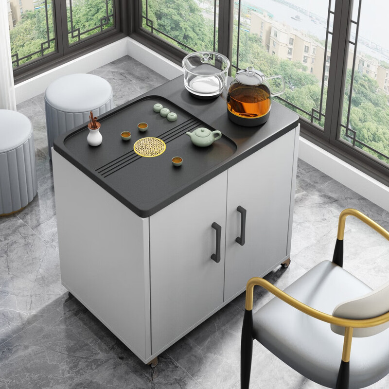 Haloden mobile tea table household small tea cart balcony small tea table kettle integrated table sofa side light luxury tea cabinet single table 60*40*67 free full set of induction cooker tea set Jingsufa-delivery to your home