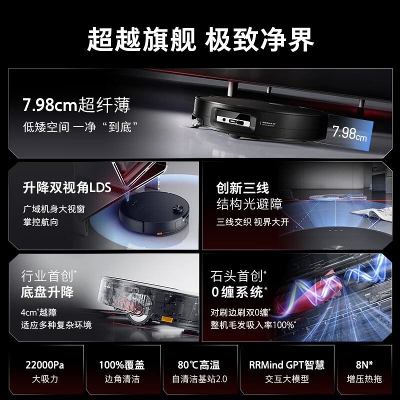 Roborock G30 sweeping robot, all-in-one sweeping and mopping, automatic cleaning, fully automatic, ultra-thin upper and lower water dust collection, hot water scrubber mop, no-clean mopping robot, manual water change G30 water tank version