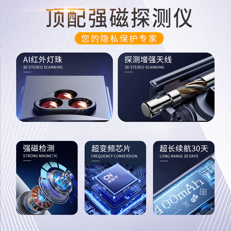 Milled Car GPS Detector Camera Smart Detector Hotel Tracking Anti-Eavesdropping Anti-Monitoring Reservation Eavesdropping