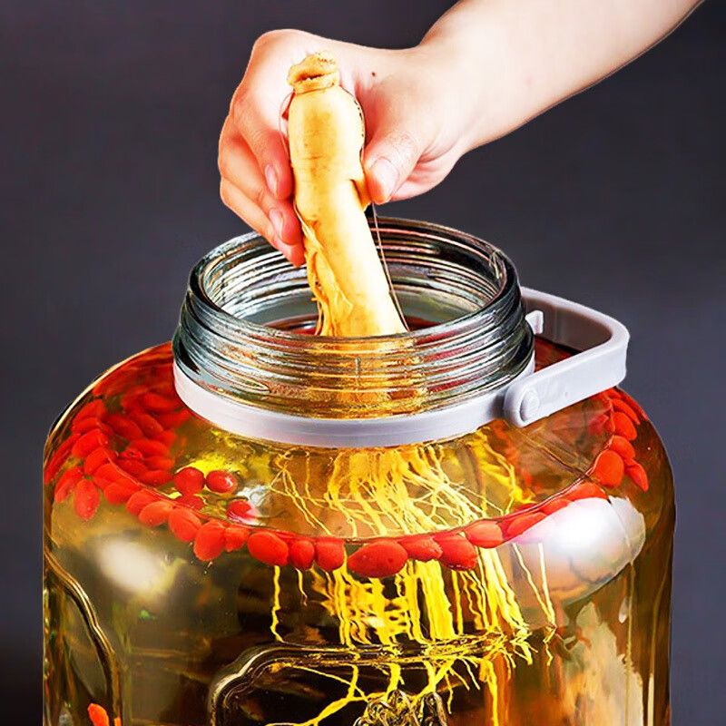 Kashiwa Chao bubble wine special glass bottle with faucet thickened green plum wine jar bayberry medicinal wine material ginseng wine jar (bubble wine) punched style water spout 6 pounds thickened