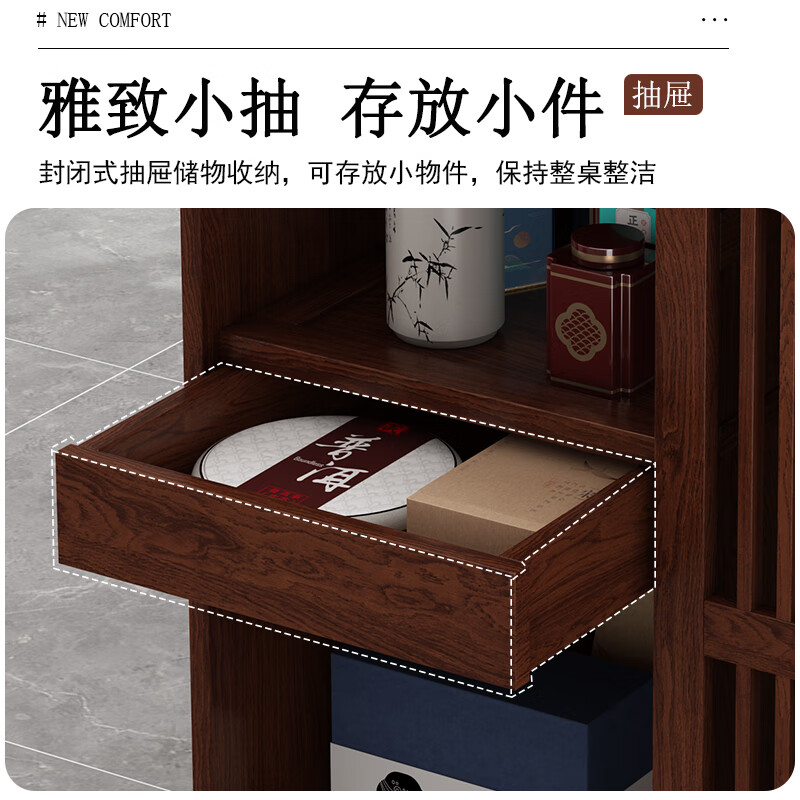 Tao Mengju solid wood Chinese-style mobile tea table household small tea table living room tea cart balcony tea table cabinet kettle integrated tea cabinet