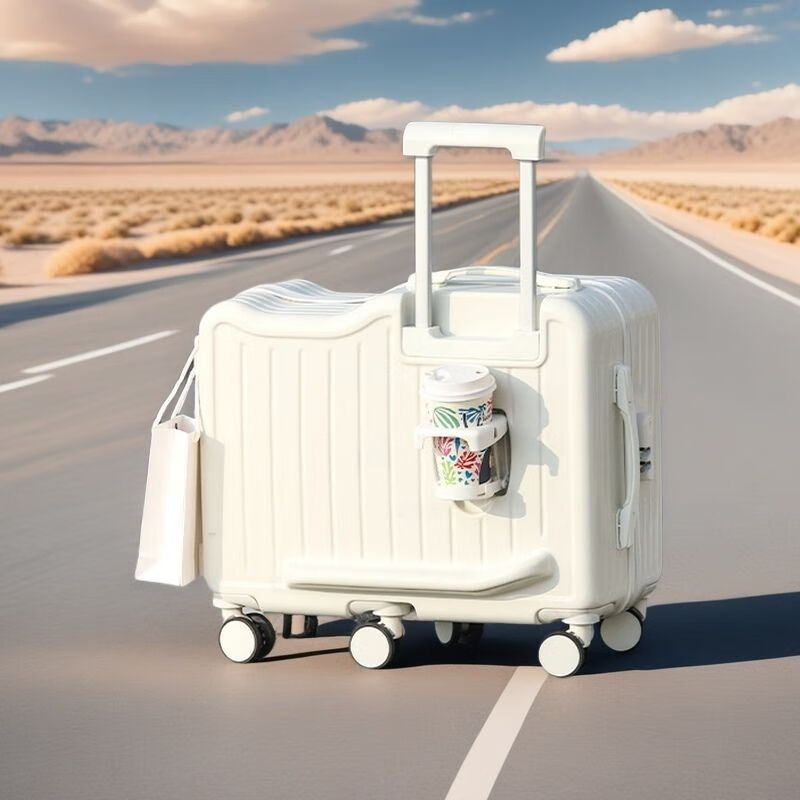 Kangaroo children's riding suitcase baby sitting small boarding case six-wheel password box with cup holder and universal wheel suitcase Sky Blue six-wheel + folding cup holder + universal wheel 20 inches