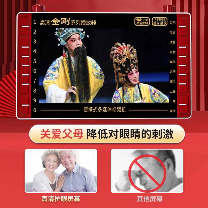 Global sound theater machine for the elderly with large screen, Huangmei Opera, Yue Opera, Henan Opera player, special opera player plugged into U disk, high volume, high definition, the latest model to relieve boredom, 12-inch large screen + 32GU disk