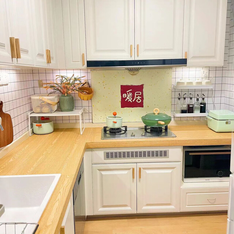 Kezitu customized kitchen cabinets and countertops renovated solid wood texture anti-solid wood grain slate quartz stone stainless steel self-adhesive environmentally friendly