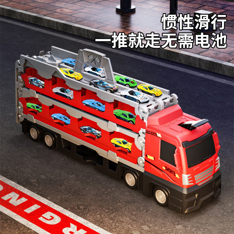 Enbe family children's toy car 3-6 year old boy alloy car ejection rail transport fire deformation truck New Year gift